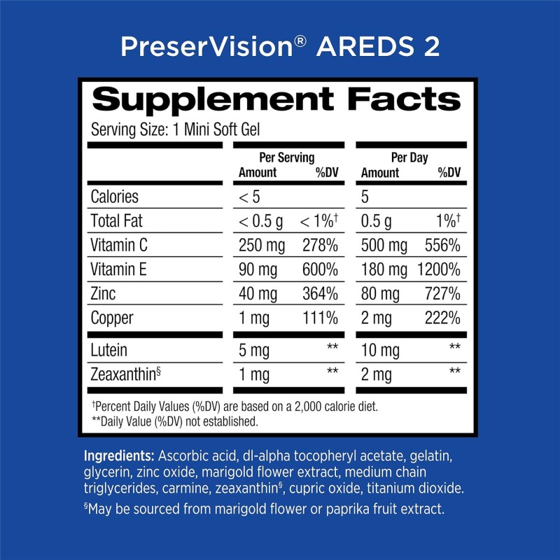 PreserVision AREDS 2 Suplemento vitamínico y mineral para los ojos