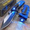 TAC Force Blue Police Assisted Open LED - Cuchillo de bolsillo de rescate táctico