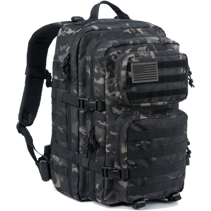 Reebow Gear Mochila táctica militar, grande, bolsa de emergencia con capacidad hasta para 3 días, Molle, negro