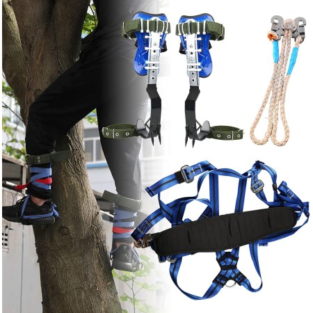 WMLBK Picos ajustables para escalada de árboles con cordón de cinturón de seguridad de 5 puntos, herramienta de juego de picos