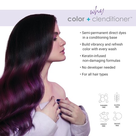 KERACOLOR Clenditioner for Brunettes Purple Dye, acondicionador semipermanente para depositar el color del cabello, libre de