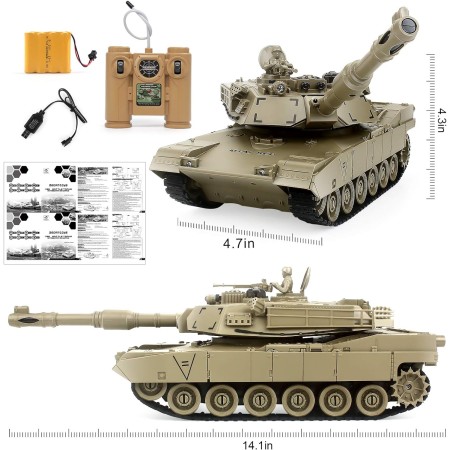 Tanque EAHUMM Rc, 1:28 M1A2, Tanque del ejercito americano, juguete para chicos, control remoto de 9 canales, vehículo con