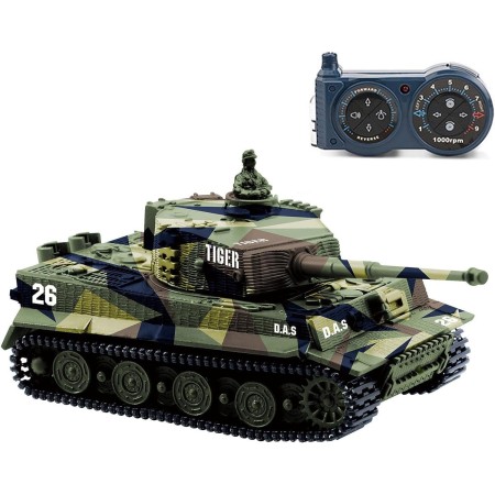 Tanque alemán a control remoto Cheerwing Tiger I Panzer con sonido, 1:72, torreta giratoria y acción de retroceso cuando se