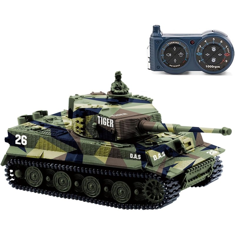 Tanque alemán a control remoto Cheerwing Tiger I Panzer con sonido, 1:72, torreta giratoria y acción de retroceso cuando se