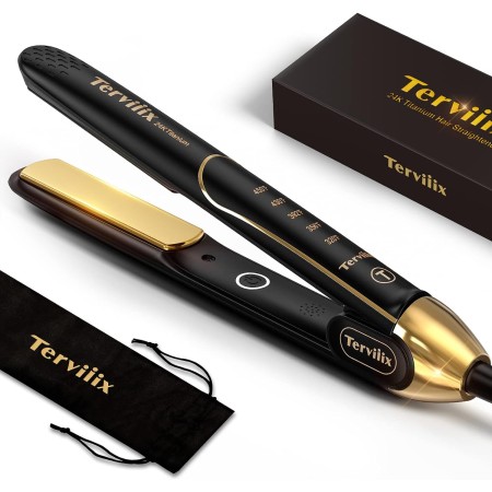 Terviiix Plancha De Cabello Profesional 450°F, plancha de pelo de cerámica sin enganches, plancha de pelo de 1 pulgada, 3 veces