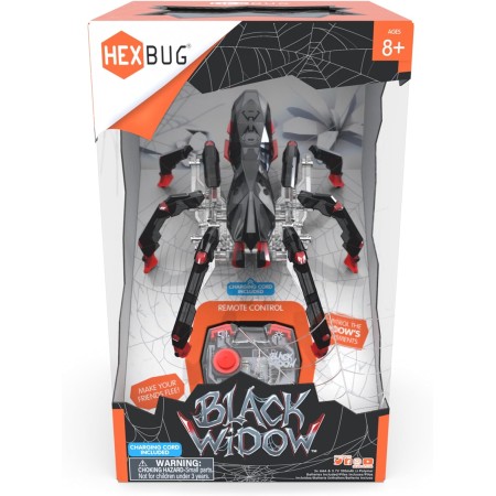 HEXBUG Juguete de araña robótica recargable con control remoto para niños, figura robótica ajustable de viuda negra, juguetes