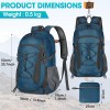 RAINSMORE Mochila de senderismo impermeable de 40 L, mochila de camping ligera y plegable para mujeres y hombres, mochila de