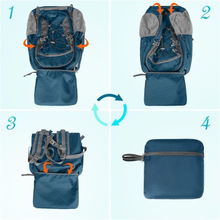 RAINSMORE Mochila de senderismo impermeable de 40 L, mochila de camping ligera y plegable para mujeres y hombres, mochila de