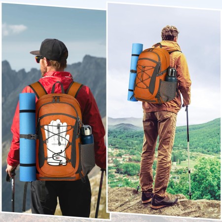 RAINSMORE Mochila de senderismo impermeable de 40 L, mochila de camping ligera y plegable para mujeres y hombres, mochila de