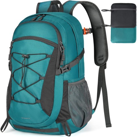 RAINSMORE Mochila de senderismo impermeable de 40 L, mochila de camping ligera y plegable para mujeres y hombres, mochila de