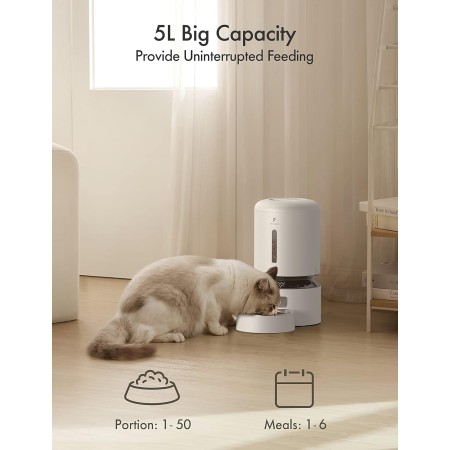 PETLIBRO Dispensador automático de alimentos para gatos, alimentador WiFi 5G con control de aplicación para alimentación remota,