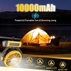 Wavmill Ventilador recargable portátil – Ventilador de campamento de 9 pulgadas de 10000 mAh con luz y gancho para tienda de