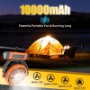 Wavmill Ventilador recargable portátil – Ventilador de campamento de 9 pulgadas de 10000 mAh con luz y gancho para tienda de