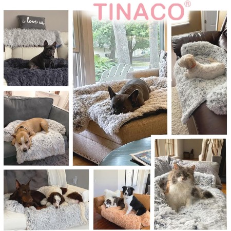 Tinaco Alfombrillas de cama relajantes de lujo, funda lavable y extraíble para sofá, tapete largo de felpa para mascotas, forro