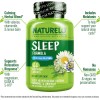 NATURELO Sleep Aid - con melatonina, magnesio, GABA, raíz de valeriana, bálsamo de limón, extractos de hierbas de manzanilla -