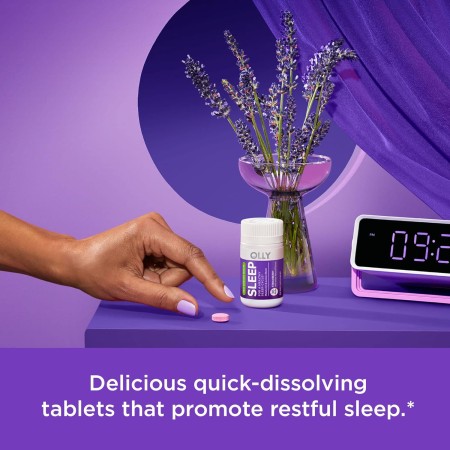 OLLY Sleep Fast Dissolve Tabletas, 3 mg de melatonina, vegano, fresa - 30 unidades