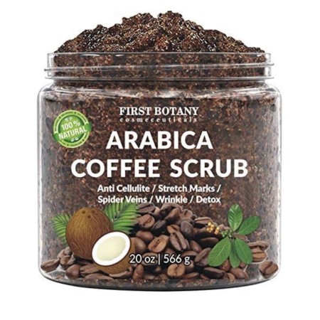 100% Natural Arabica Café Scrub 12 onzas) Con Café Orgánico, Coco y manteca de karité – Mejor Tratamiento acné, Anti Celulitis y