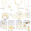 AROIC - Juego de 38 piezas de joyería de oro con 4 collares, 10 pulseras, 24 aretes de argolla para mujeres y niñas, bisutería,