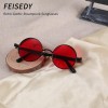 FEISEDY Gafas de sol retro góticas steampunk marco de metal redondo círculo punk inspirado sombra hombres B1857, Negro/Rojo