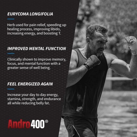 Andro400 Suplemento Max Natural T Support para hombres, con Tongkat Ali, paquete de 3, 180 unidades, fabricado en Estados Unidos