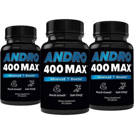 Andro400 Suplemento Max Natural T Support para hombres, con Tongkat Ali, paquete de 3, 180 unidades, fabricado en Estados Unidos