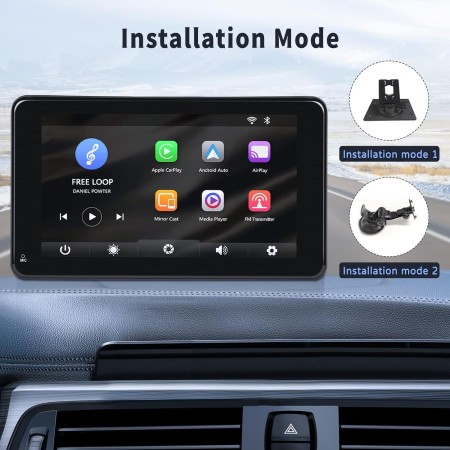 Camecho Apple Carplay inalámbrico y Android Auto, estéreo portátil de 7 pulgadas con pantalla táctil para automóvil con Apple