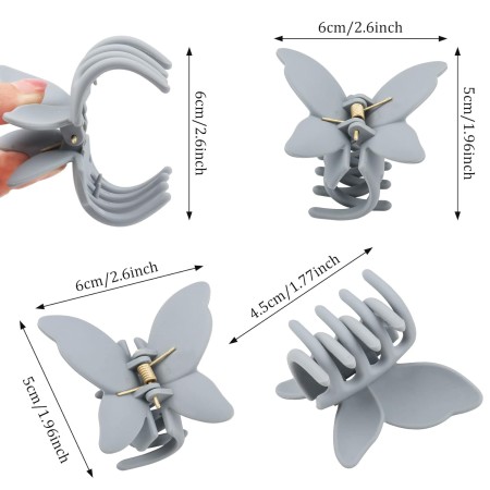 12 pinzas para el cabello con garra de mariposa de 2.6 pulgadas, antideslizantes, mandíbula mate, 12 colores, fuerte sujeción de