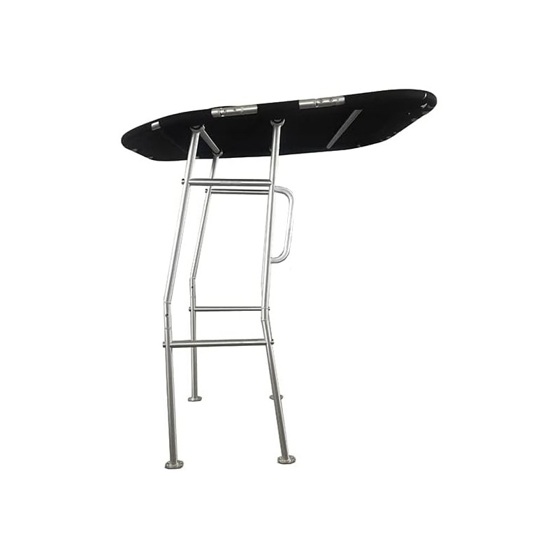 Dolphin Pro E - Torre económica para barco de pesca, toldo negro, tubo de aluminio anodizado 6063 cepillado de 1.5 pulgadas,