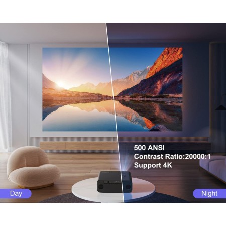 [Enfoque automático] Proyector con WiFi 6 y Bluetooth 5.2, 500 ANSI proyector 4K, WiMiUS P62 Native 1080P Proyector de película