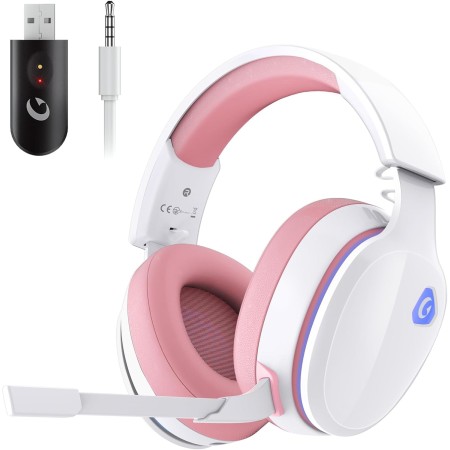 Gtheos Auriculares inalámbricos para juegos de 2.4 GHz para PC, PS4, PS5, Mac, Nintendo Switch, auriculares Bluetooth 5.2 con