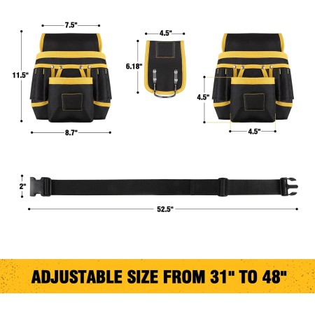 UUP - Cinturón de herramientas, bolsa magnética para herramientas con 26 bolsillos para herramientas para hombres, bolsa de