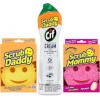 Scrub Daddy OG + Scrub Mommy + Cif - Crema de limpieza multiusos, original - Crema de limpieza para el hogar multisuperficie,