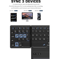 ZenRich Teclado Bluetooth plegable con soporte y teclado táctil grande