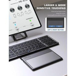 ZenRich Teclado Bluetooth plegable con soporte y teclado táctil grande