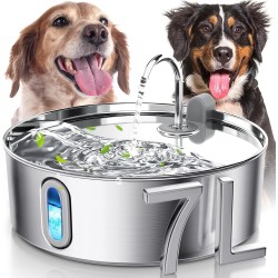 Fuente de agua para perros grandes de 7 L/236 onzas de acero inoxidable