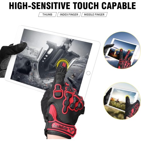 ZUNE LOTOO Full Finger Tactical Gloves for Men, Touchscreen Motorcycle Gloves with TPR Impact Protective, Kevlar-Lined, EVA Palm