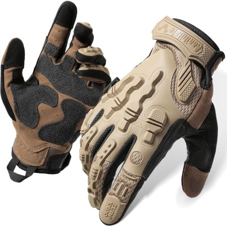 ZUNE LOTOO Full Finger Tactical Gloves for Men, Touchscreen Motorcycle Gloves with TPR Impact Protective, Kevlar-Lined, EVA Palm