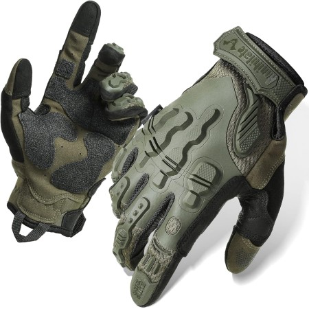 ZUNE LOTOO Full Finger Tactical Gloves for Men, Touchscreen Motorcycle Gloves with TPR Impact Protective, Kevlar-Lined, EVA Palm