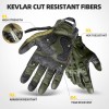 ZUNE LOTOO Full Finger Tactical Gloves for Men, Touchscreen Motorcycle Gloves with TPR Impact Protective, Kevlar-Lined, EVA Palm