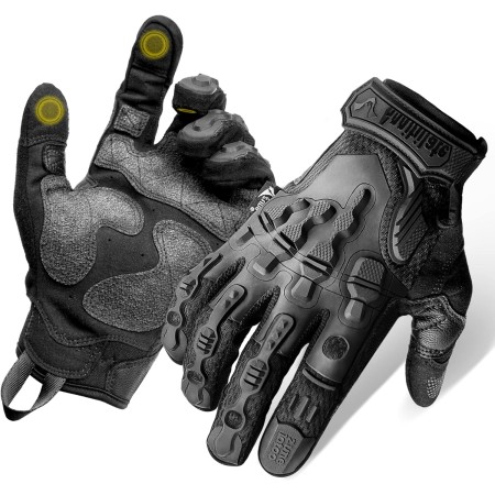 ZUNE LOTOO Full Finger Tactical Gloves for Men, Touchscreen Motorcycle Gloves with TPR Impact Protective, Kevlar-Lined, EVA Palm