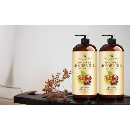 Handcraft Aceite de jojoba 16 onzas líquidas – Aceite de jojoba 100% puro y natural para piel, cara y cabello – Aceite de jojoba