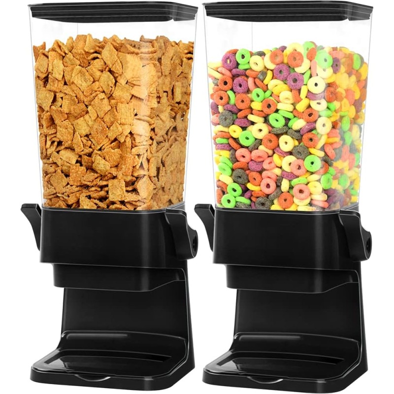 Mivvosakuki Dispensador doble de cereales para encimera, grandes recipientes de cereales, dispensador de almacenamiento para