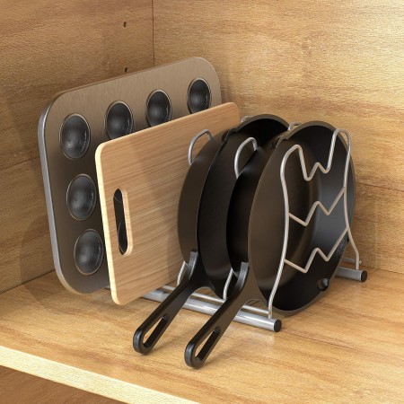 DecoBros - Estante organizador de sartenes para encimera de cocina, bronce