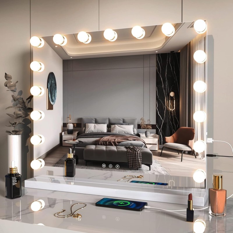 Espejo de tocador Hollywood con luces, espejo de maquillaje Hollywood -  VIRTUAL MUEBLES