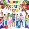 Suministros para fiesta de cumpleaños de Super Mario, paquete todo en uno, suministros de fiesta de Mario incluidos globos de