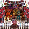 Kikuke fnaf Birthday Party Supplies, 117 Pcs Halloween Party Decorations Includes Backdrop, Cake Topper, Invitation Cards, Happy