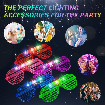 SHQDD 248 PCS Glow Party Supplies, 24 PCS Foam Glow Sticks, 24 PCS LED Glasses and 200 PCS Glow Sticks Bracelets, Neon Party