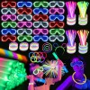 SHQDD 248 PCS Glow Party Supplies, 24 PCS Foam Glow Sticks, 24 PCS LED Glasses and 200 PCS Glow Sticks Bracelets, Neon Party