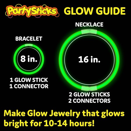 Glow Sticks - Paquete de 400 unidades de 8 pulgadas que brillan en la oscuridad, palos de luz, collares y pulseras brillantes