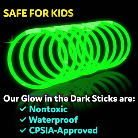 Glow Sticks - Paquete de 400 unidades de 8 pulgadas que brillan en la oscuridad, palos de luz, collares y pulseras brillantes